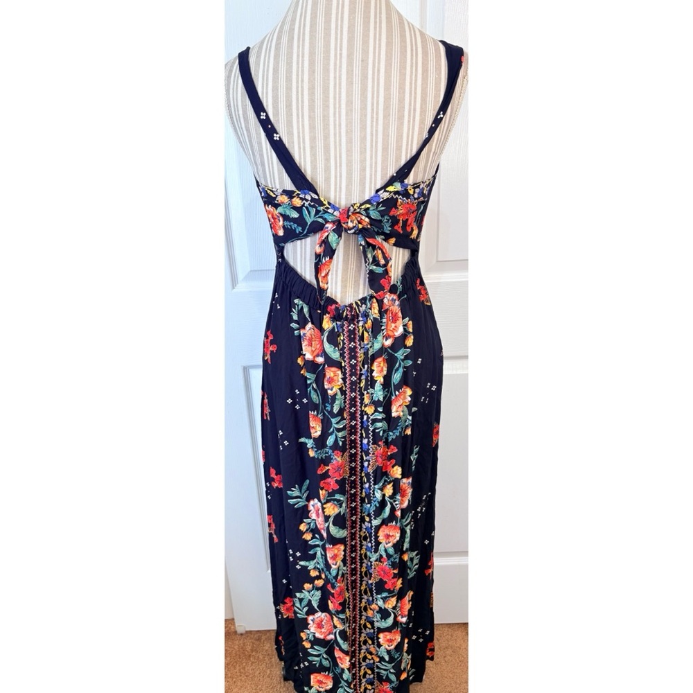 Angie Black Maxi Dress with Red & Green Floral Print - Picture 4 of 8